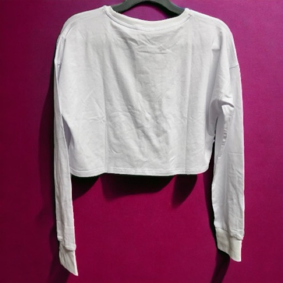 Get Fit in Style: NWT Mippo Long Sleeve Crop Top - White Size L! Athleisure - Picture 4 of 13